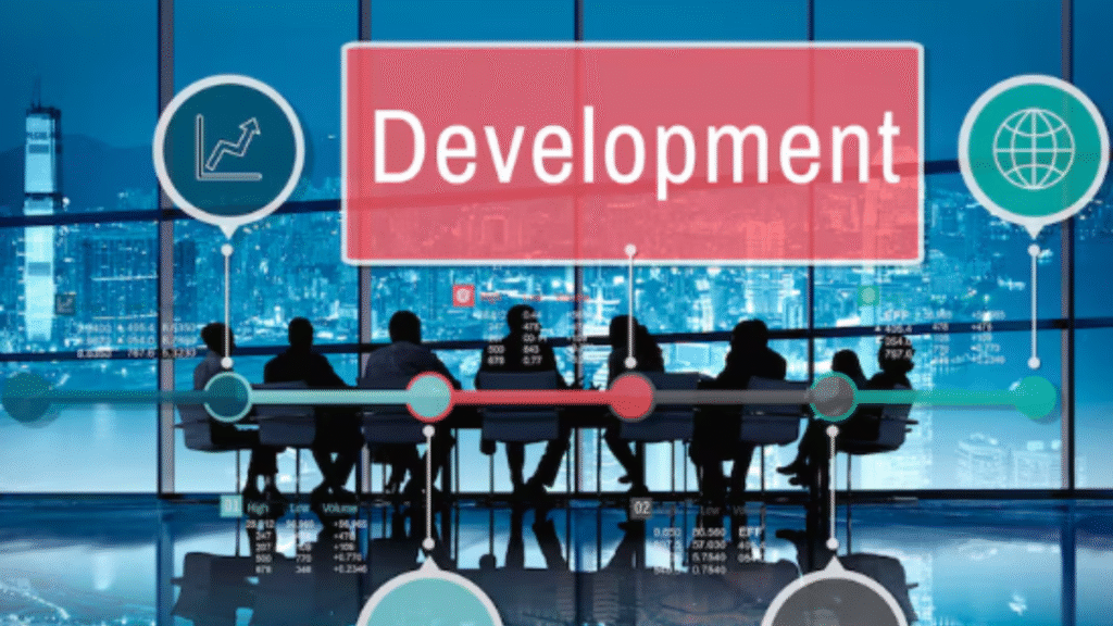 Software development team collaborating on a successful project