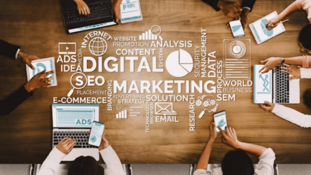 Marketing professionals using managed marketing services to generate qualified business leads.